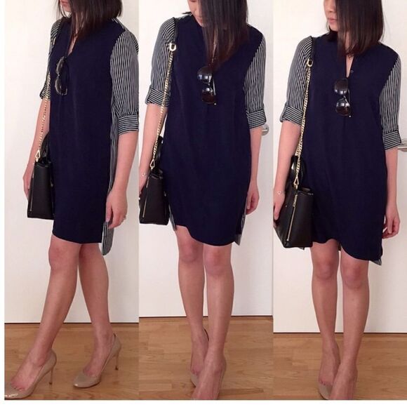 Loft navy and striped shirt  dress - Picture 8 of 8